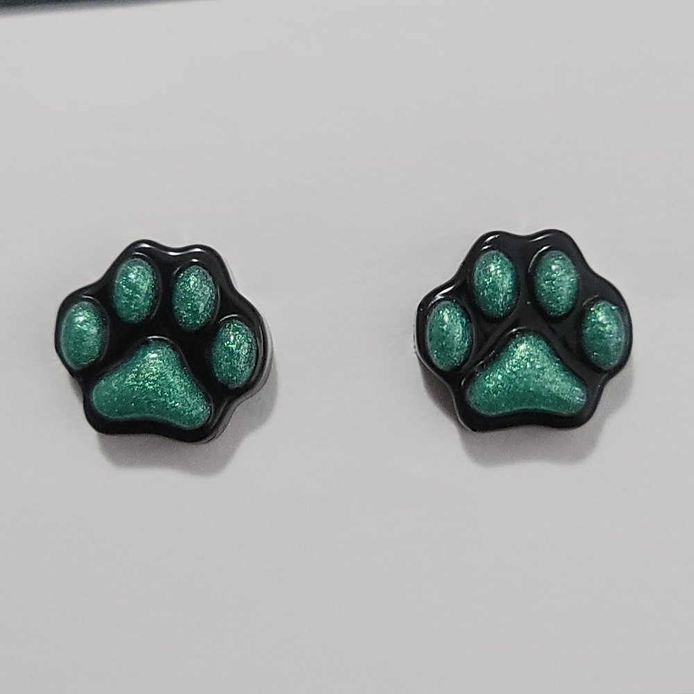 Resin Paw Print Stud Earrings